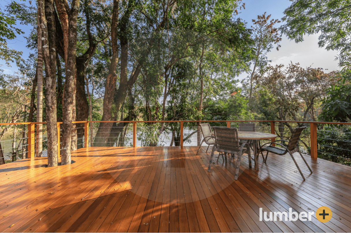 Brazilian hardwood decking design on an outdoor deck. 