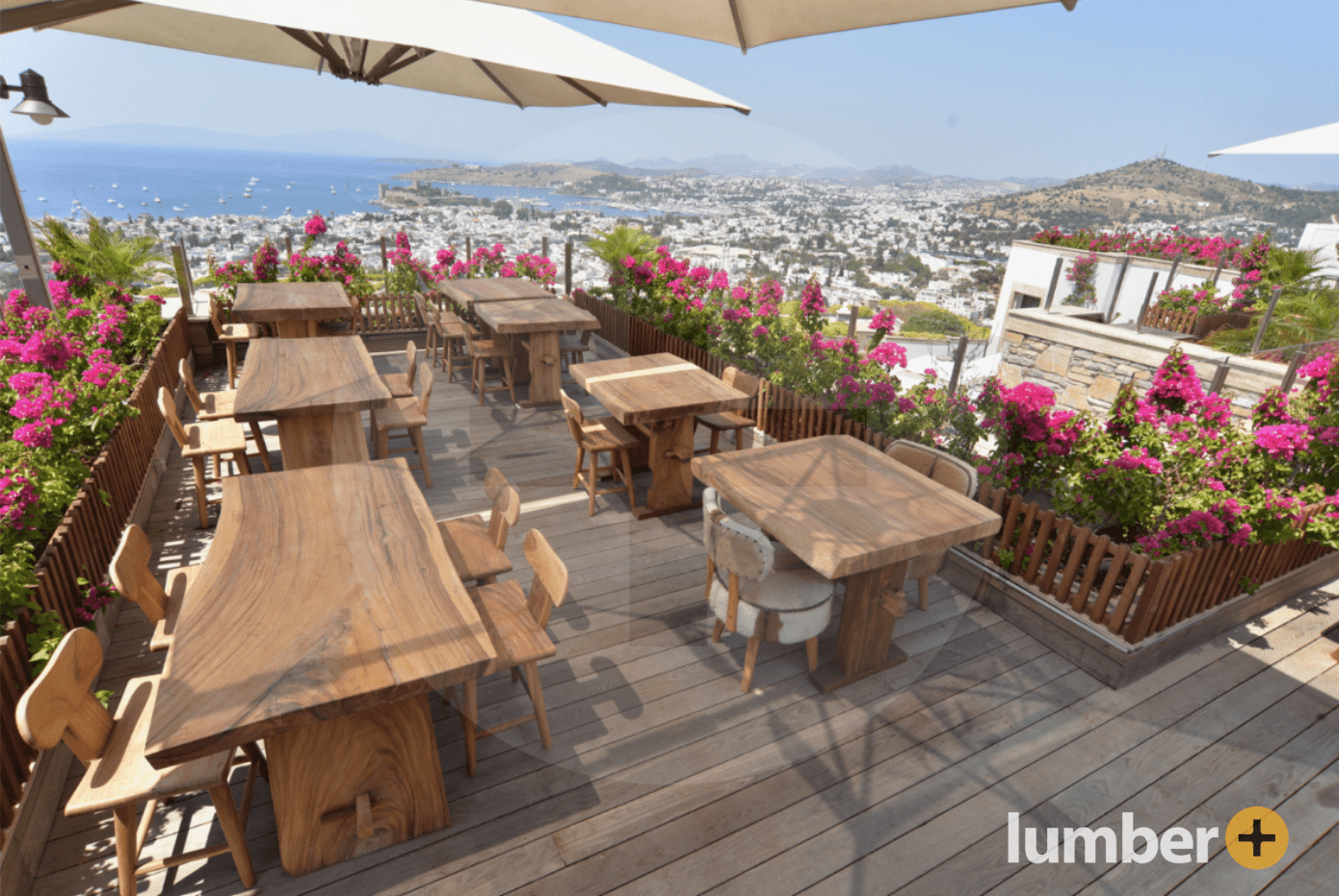 an image of a Thermowood® Ash deck on the rooftop of a building