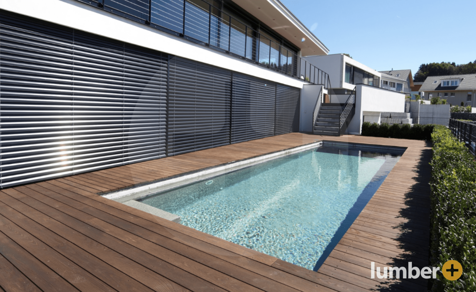 Code compliant commercial pool deck.