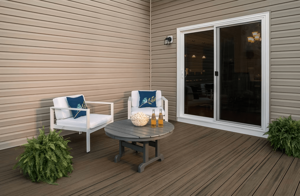 A Trex Enhance® deck in Coastal Bluff, showcasing deep weathered gray tones.