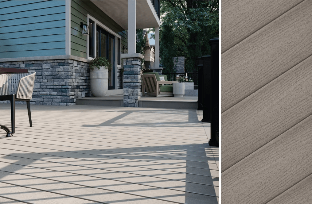 A Trex Enhance® deck in Tide Pool, showcasing cool neutral tones.