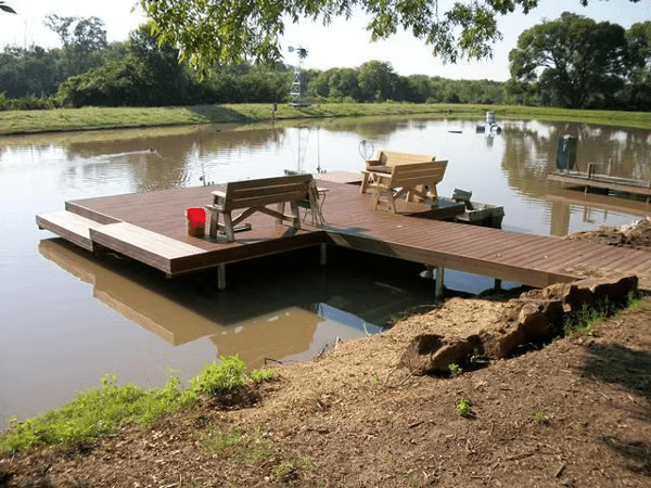 Simple Trex floating dock providing private water access and a minimalist layout.