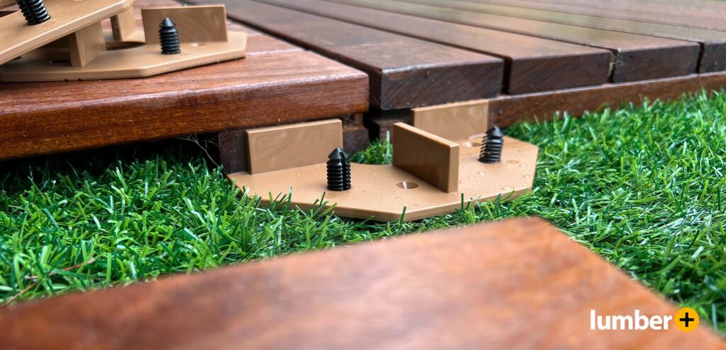 Picture of deck tiles getting installed.