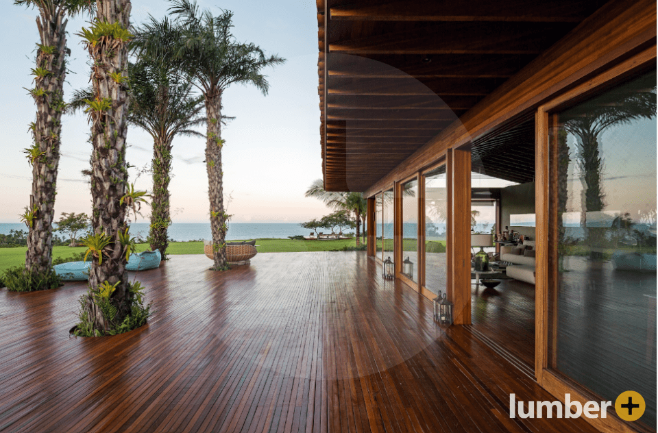 expansive, open floating deck on the outside of a house