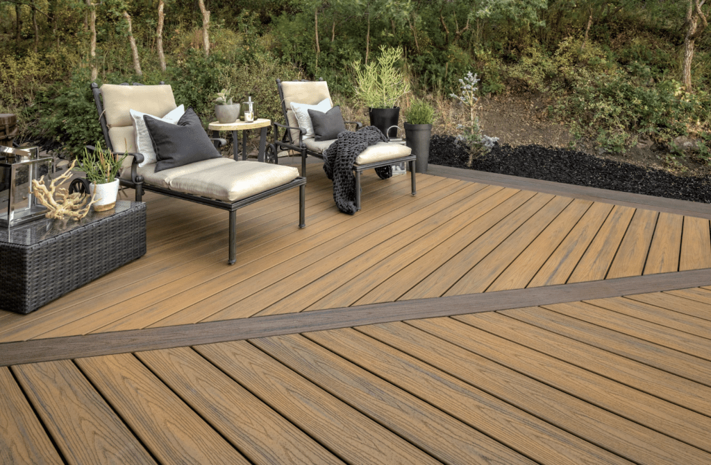 Large platform deck in a brown two-toned design.