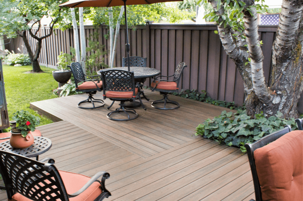 An image of a Trex deck that adds value to a home.