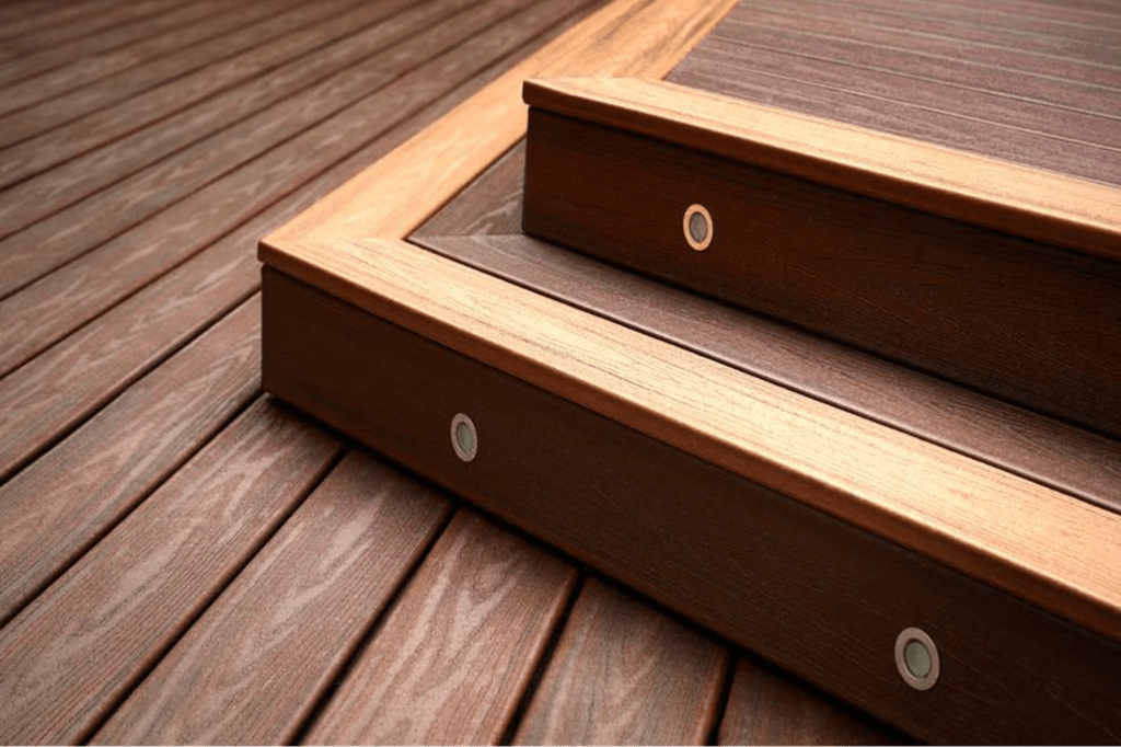 An up close image of Trex decking made of composite materials.