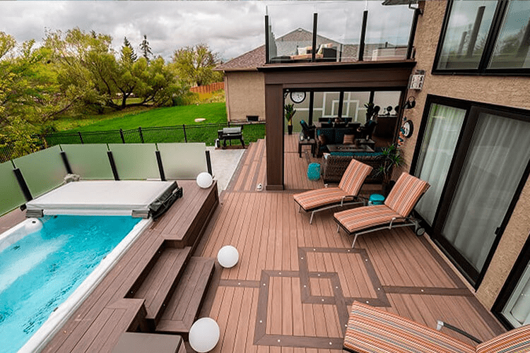 A house with no-maintenance composite deck materials from Lumber Plus