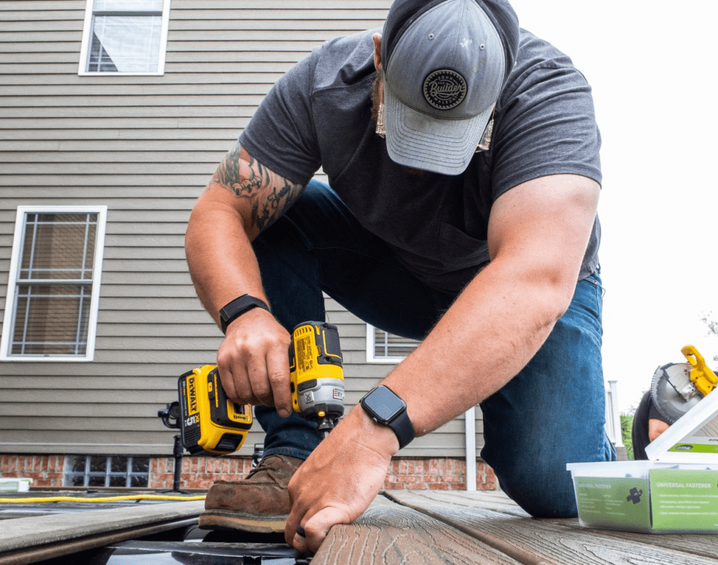 Image of the Trex deck spacing on a deck being installed.