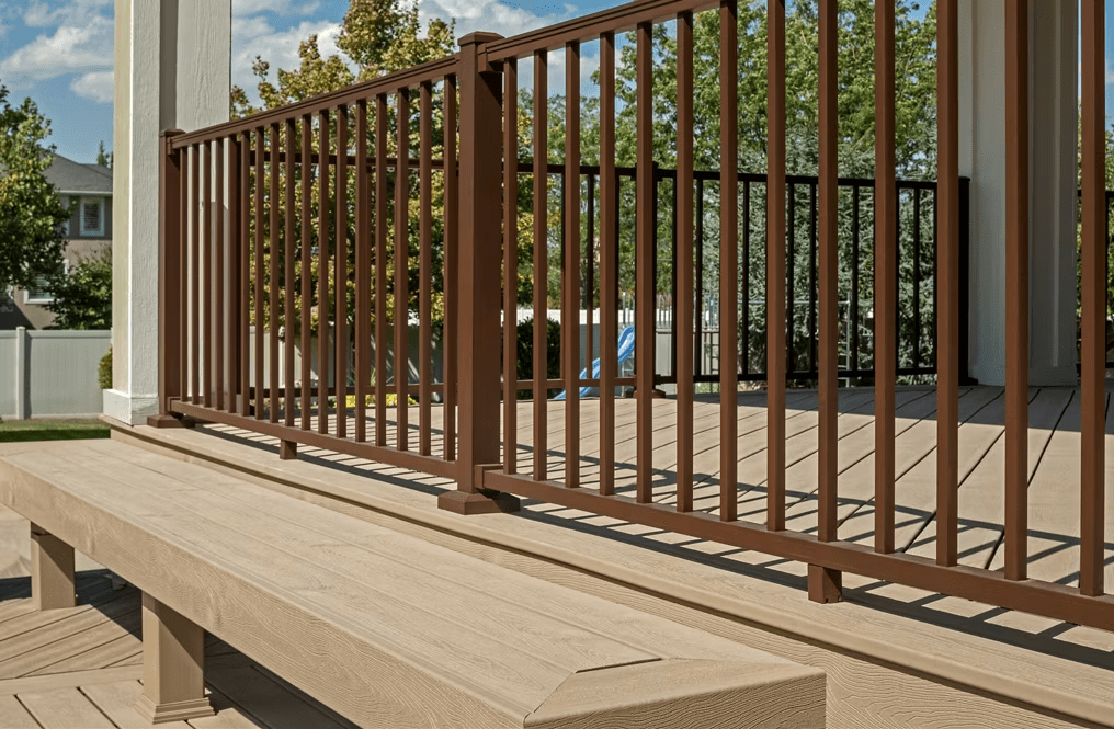 Aluminum railing with matching infill for a seamless and cohesive look.