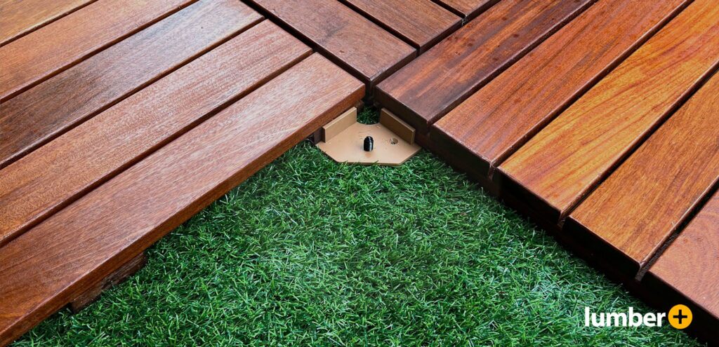 24x24 deck tiles connected with separate interlocking connector pieces