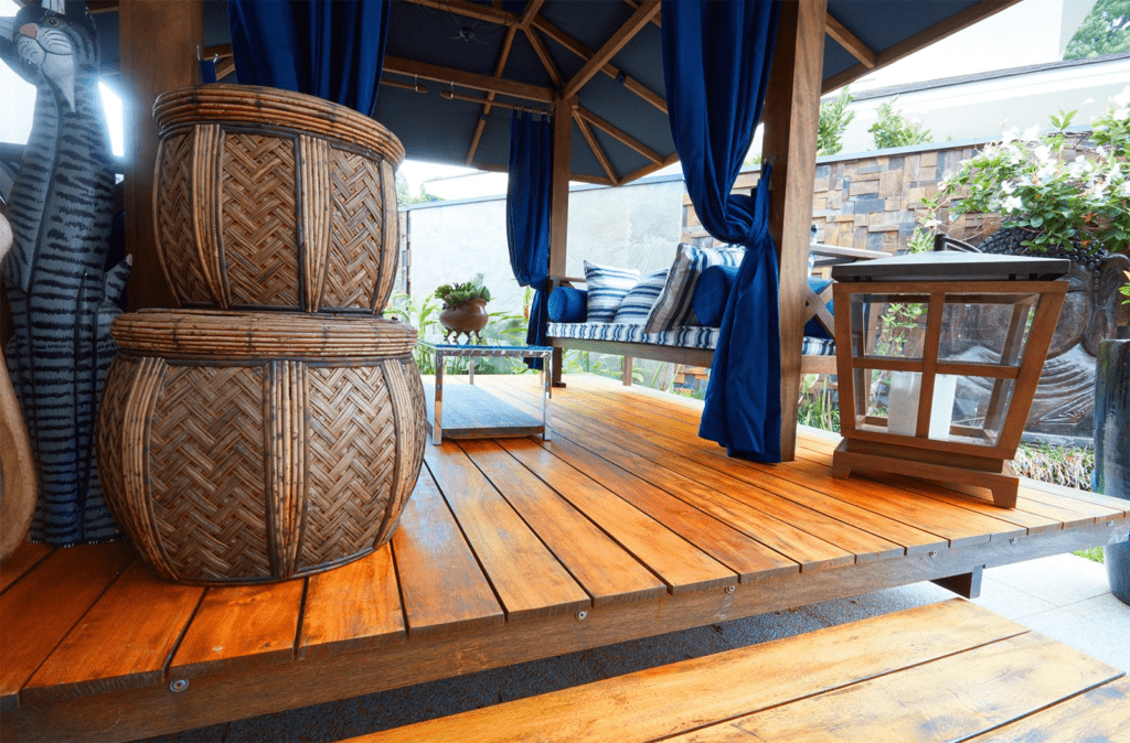 Eastern inspired small deck idea with a canvas canopy
