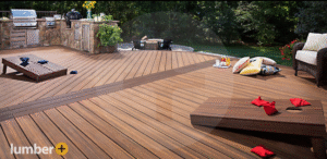 An image of composite decking on an outside patio.