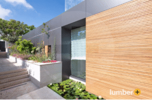 An image of a building with light composite cladding on the exterior.